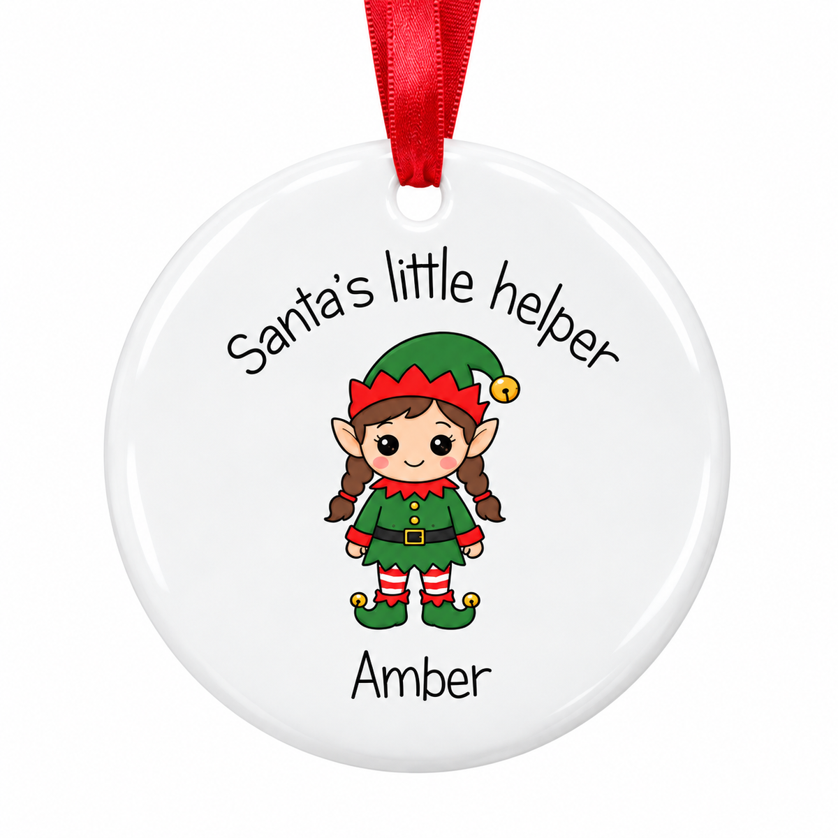 Personalised Bauble Ceramic Ornament - Elf Female