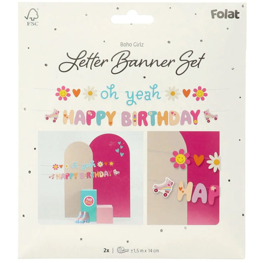 Boho Girlz Party Garland "Oh yeah Happy Birthday" 1.5m