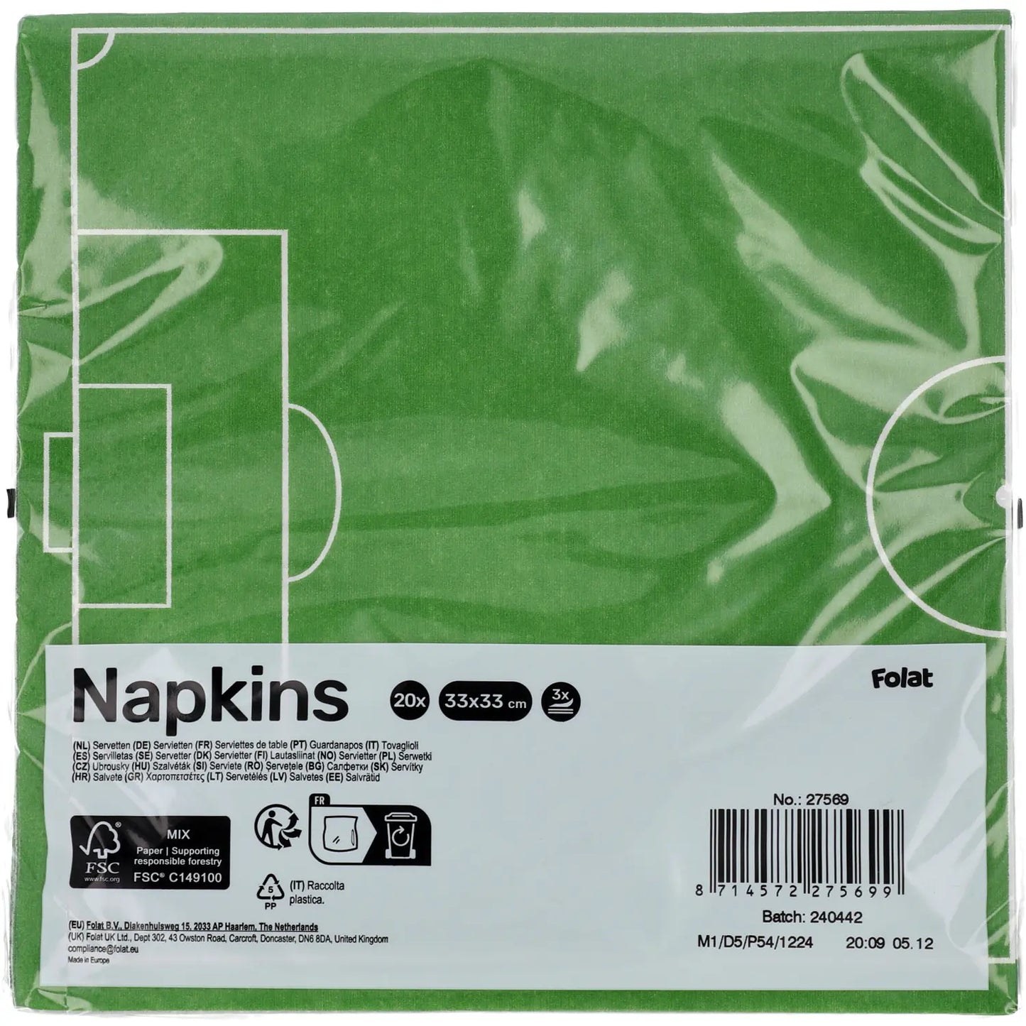 Football Party Napkins 33x33cm - 20 Pieces
