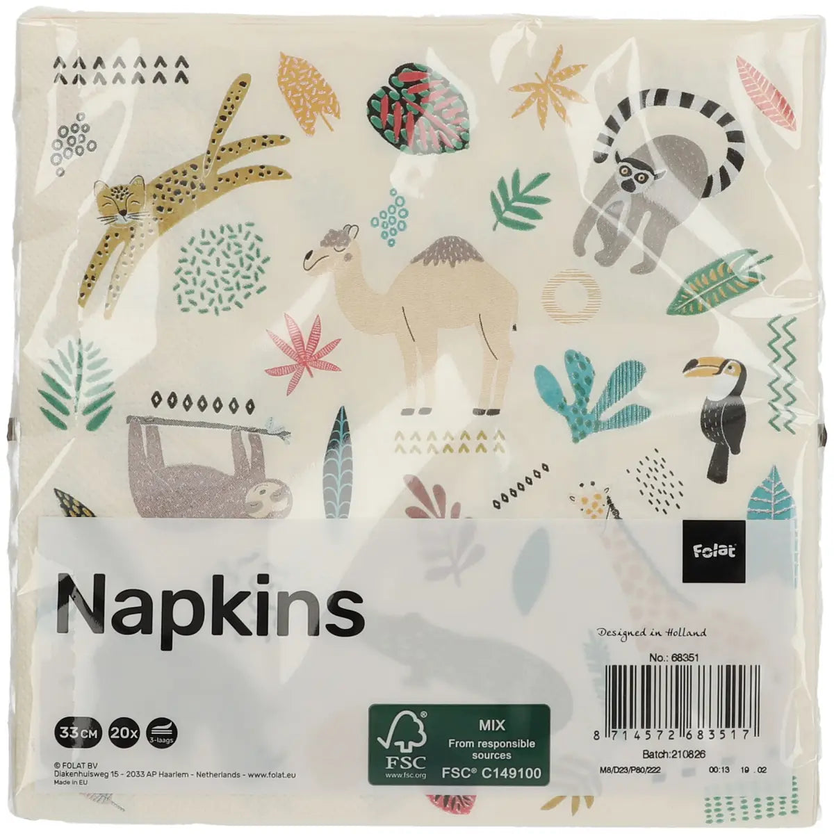 Zoo Party Paper Napkins 33x33cm - 20 Pieces