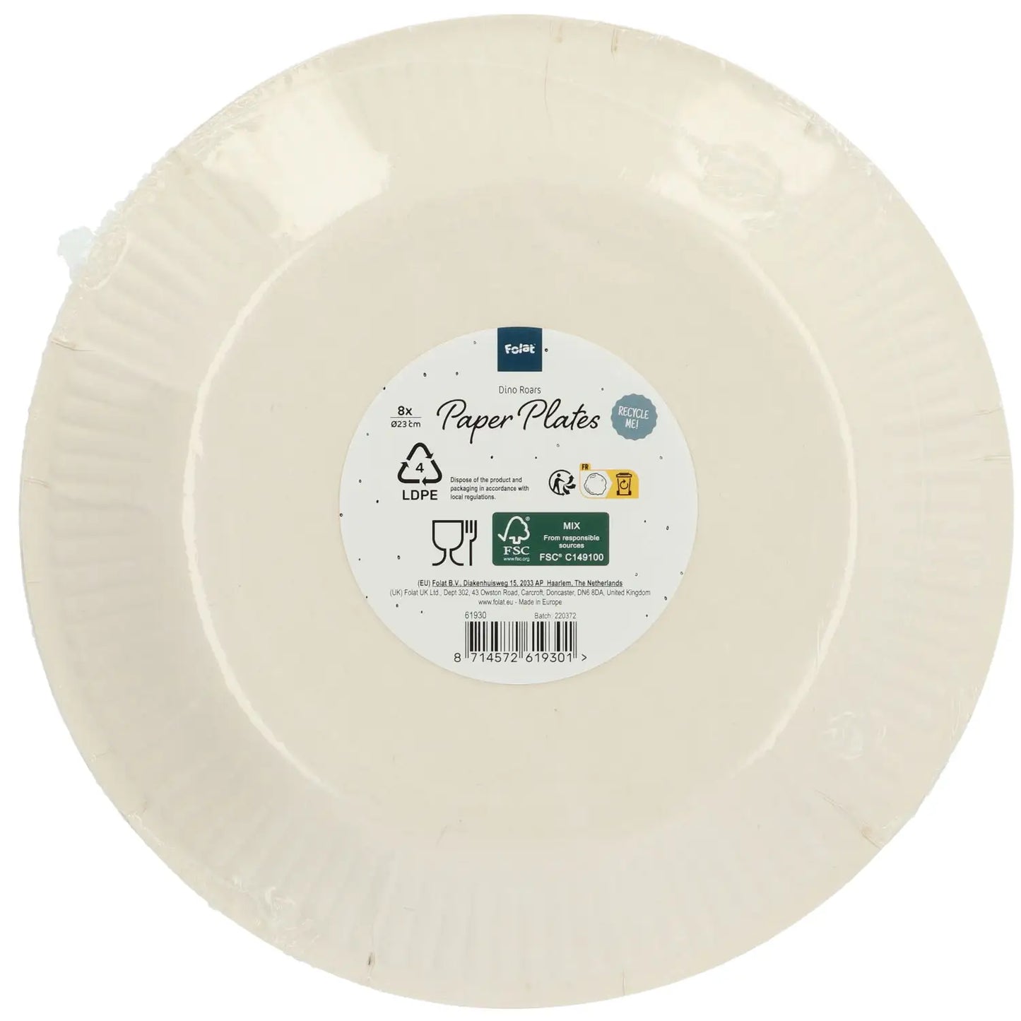 Dino Roars Party Paper Plates 23cm - 8 Pieces