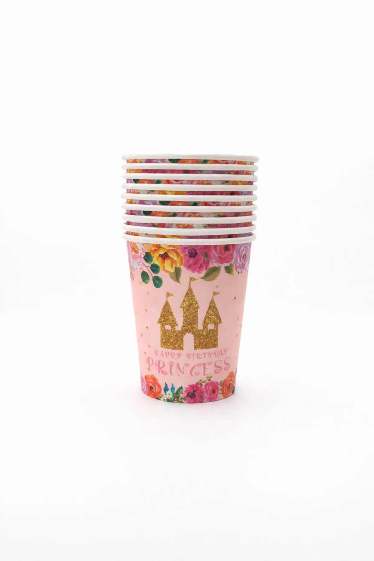 Princess Party Supplies Pack with Paper Plates, Cups, Napkins, Banner, Table Cloth for 10 Guests