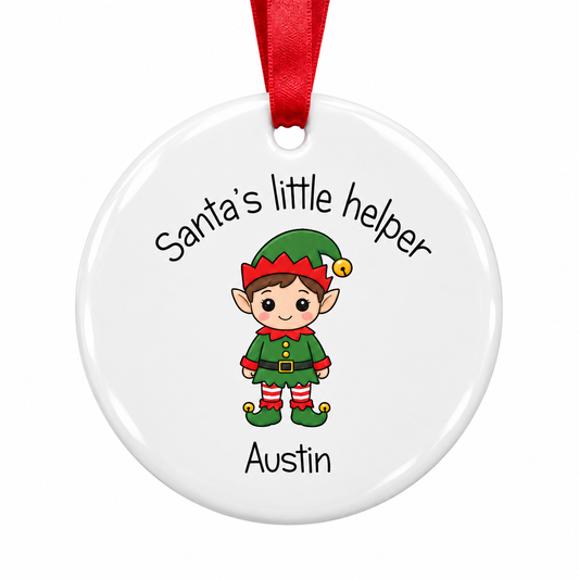 Personalised Bauble Ceramic Ornament - Elf Male