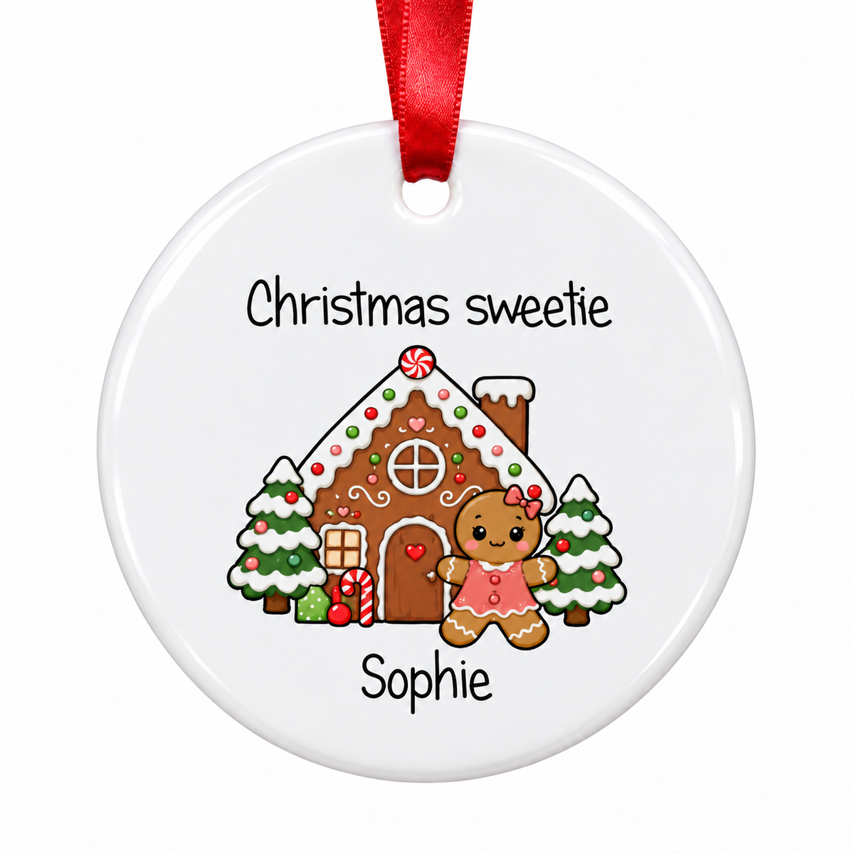 Personalised Bauble Ceramic Ornament - Gingerbread Female