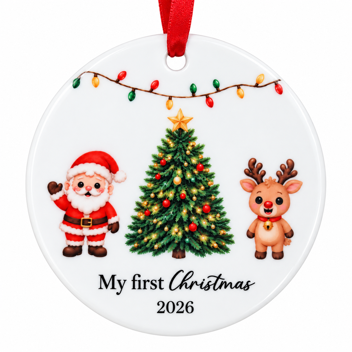 My First Christmas Bauble Ceramic - Santa & Reindeer