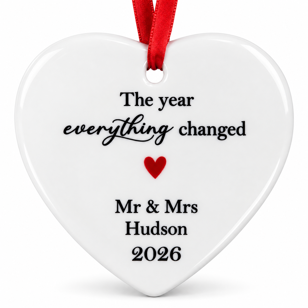 Personalised Mr & Mrs Ceramic Decoration, The Year Everything Changed 2026