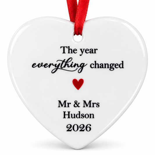 Personalised Mr & Mrs Ceramic Decoration, The Year Everything Changed 2026