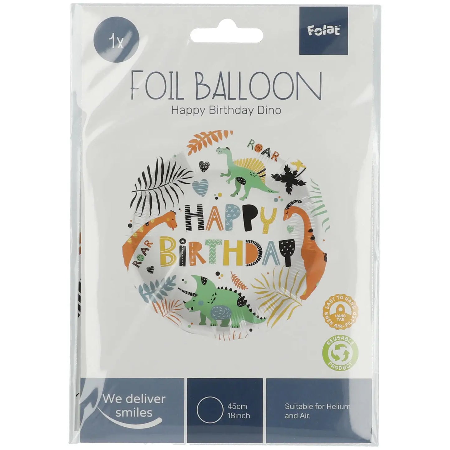 Dino Roars Party Foil Balloon - 45cm