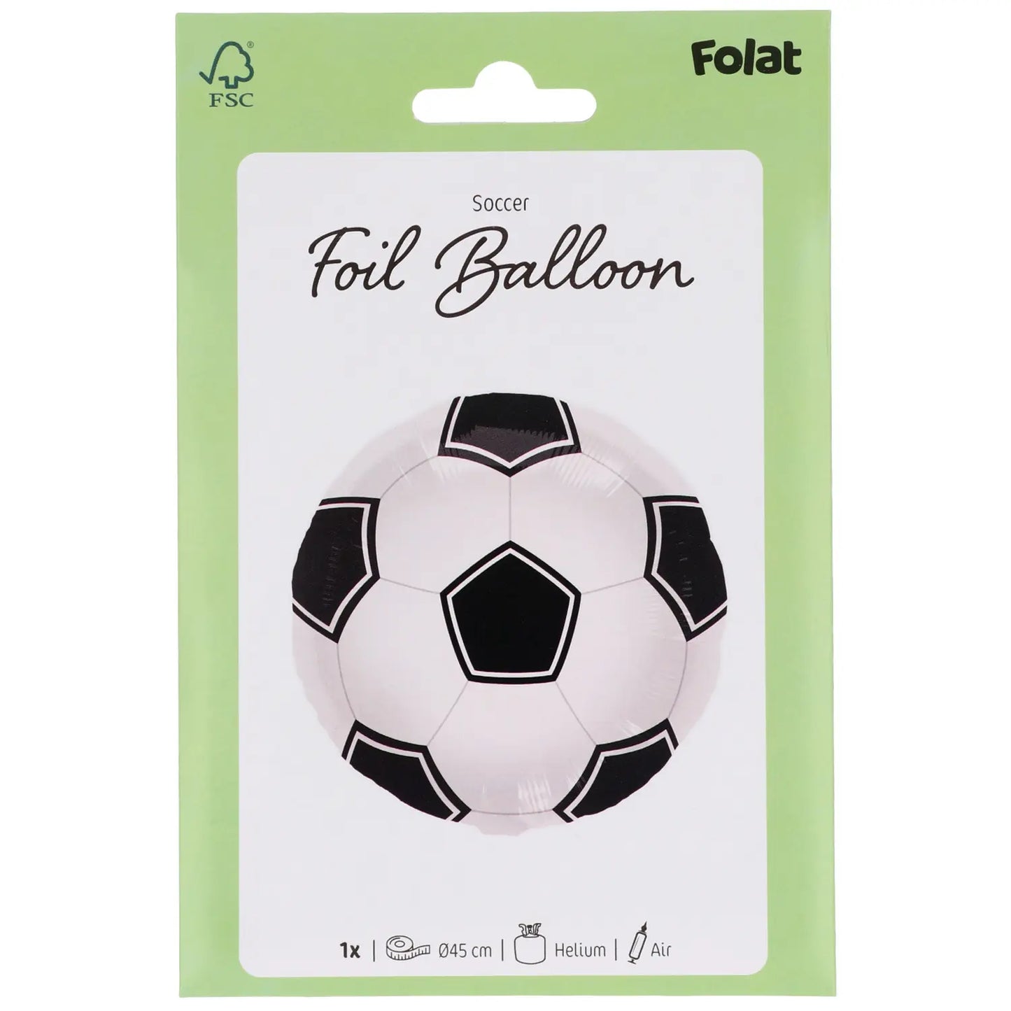 Football Foil Balloon Black-White - 45 cm