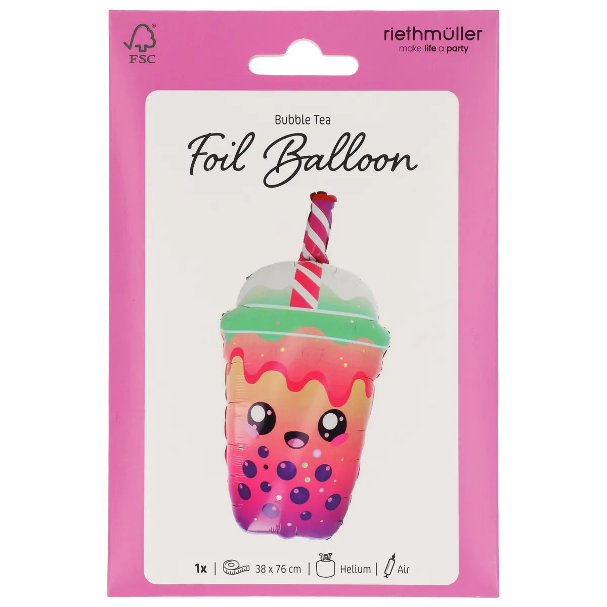 Kawaii Party Bubble Tea Foil Balloon - 38x76cm