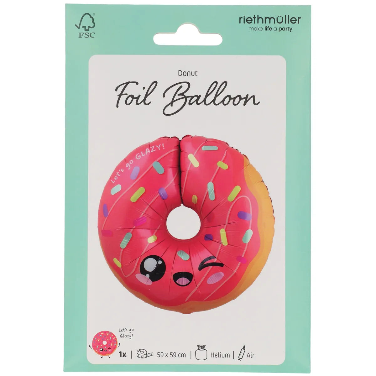 Kawaii Party Donut Foil Balloon - 60x59cm
