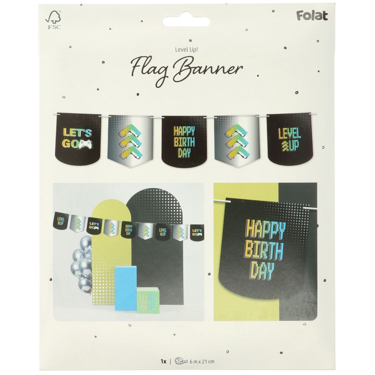 Level Up Gaming Party Bunting / Flag Garland