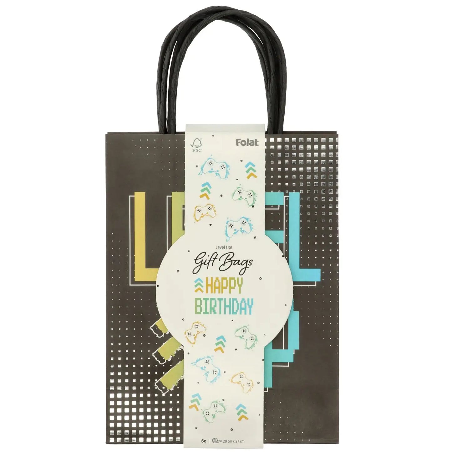 Level Up Gaming Party Gift Bags 20x27cm - 6 Pieces