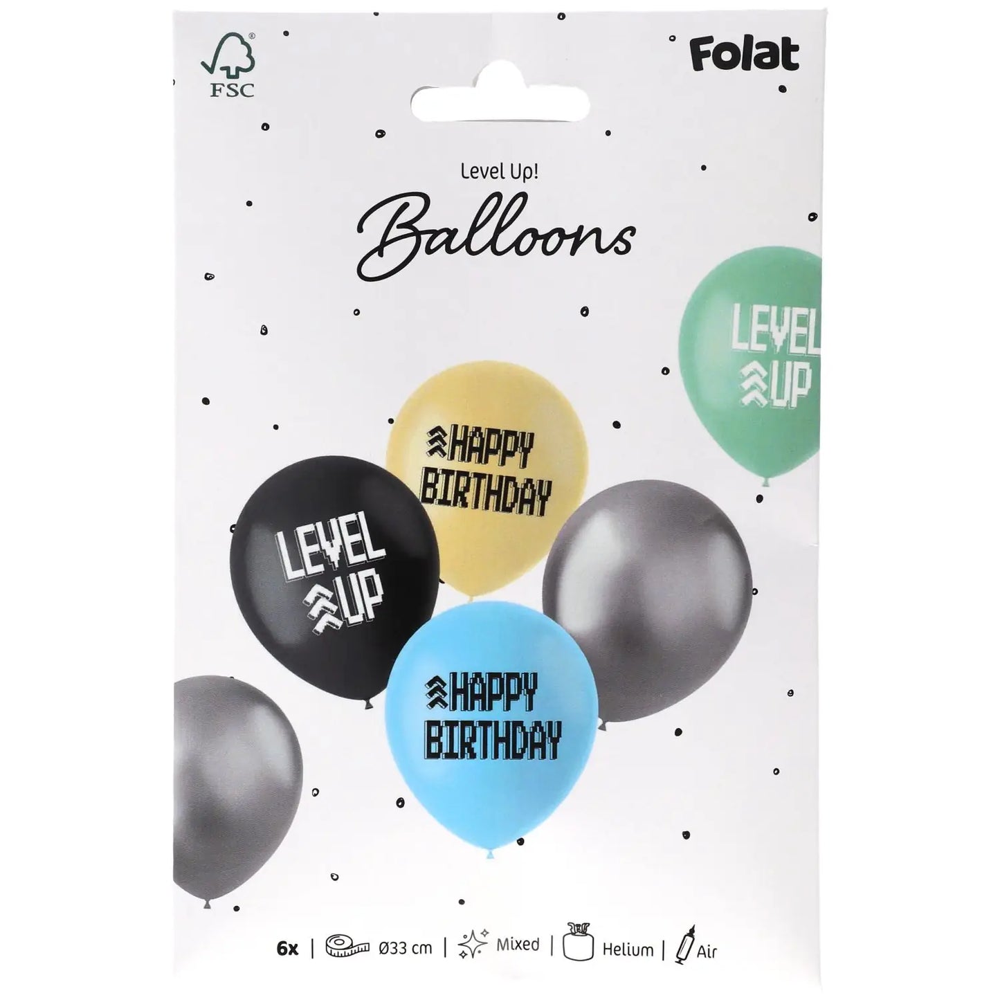Level Up Gaming Party Latex Balloons 33cm - 6 Pieces