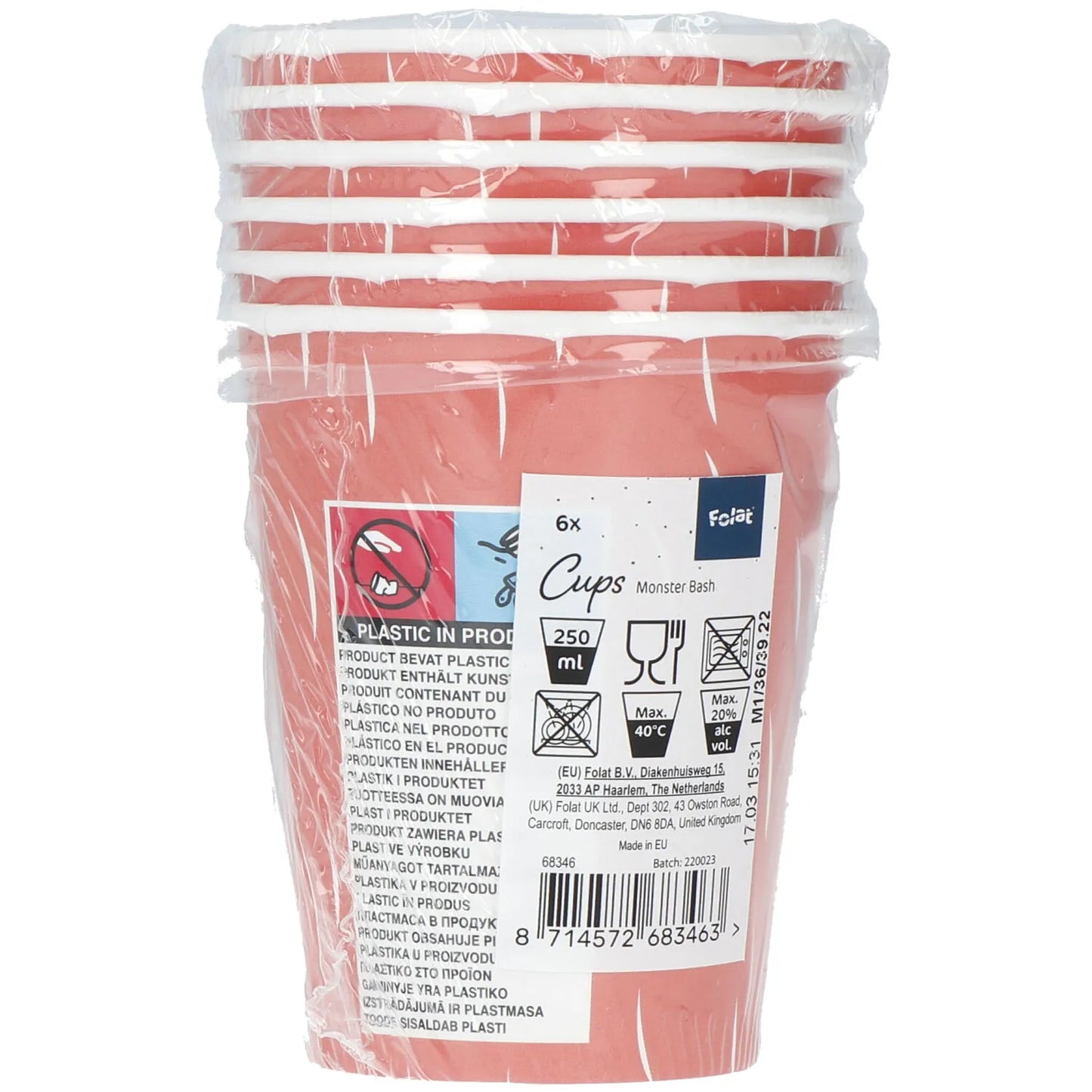 Monster Bash Paper Cups 250ml - 6 Pieces