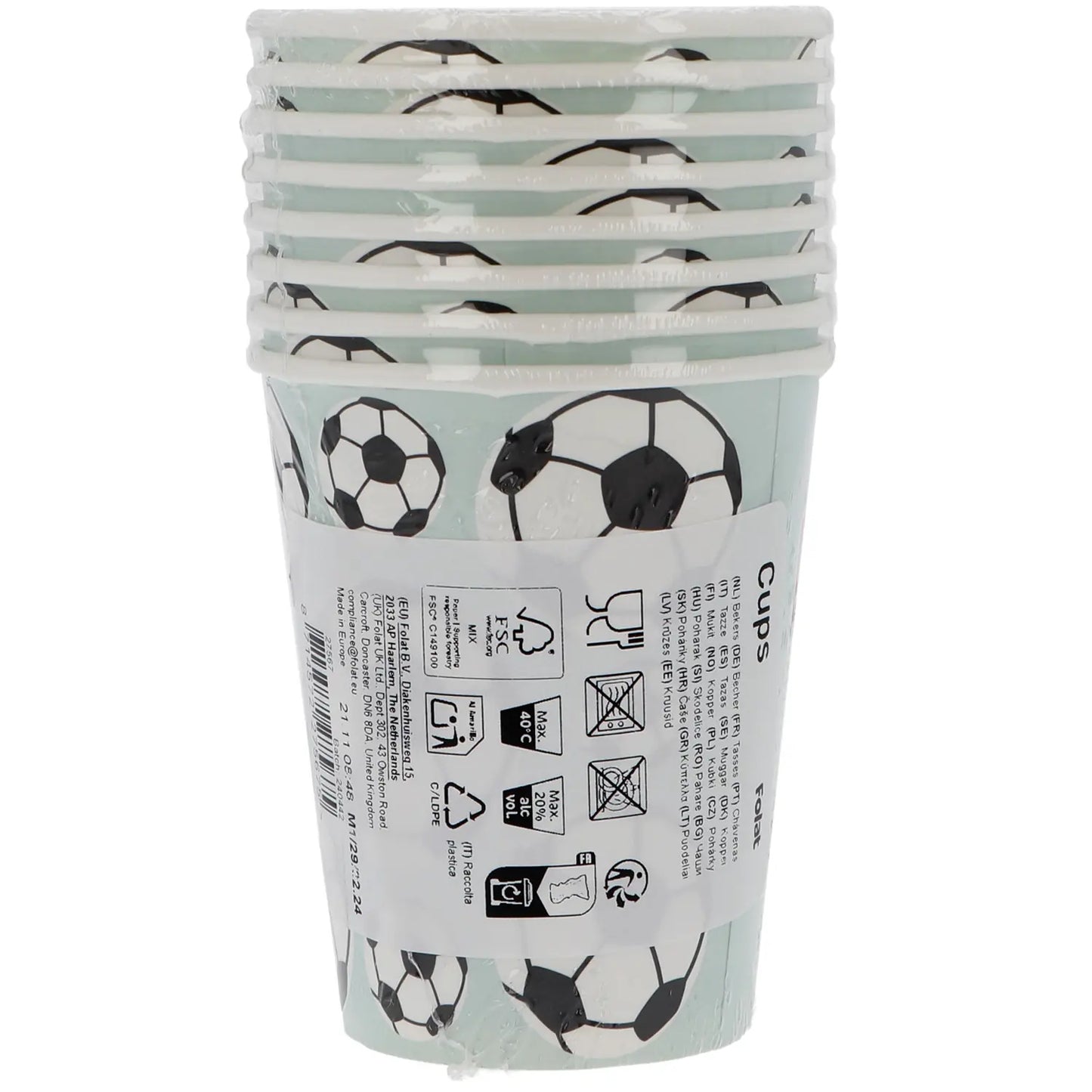 Football Party Cups 250ml - 8 Pieces