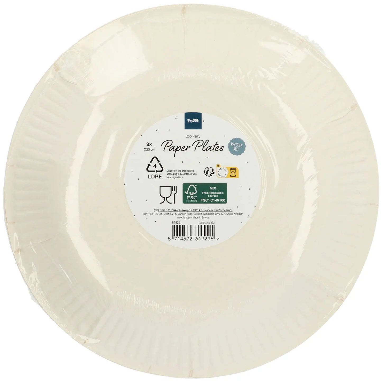 Zoo Party Paper Plates 23cm - 8 Pieces