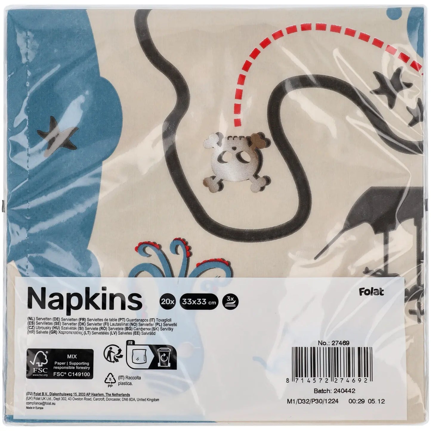 Pirate Party Napkins 33x33cm - 20 Pieces