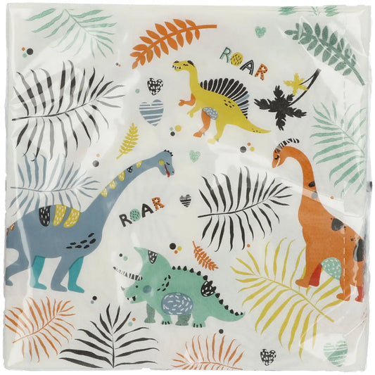 Dino Roars Party Napkins 33x33cm - 20 Pieces