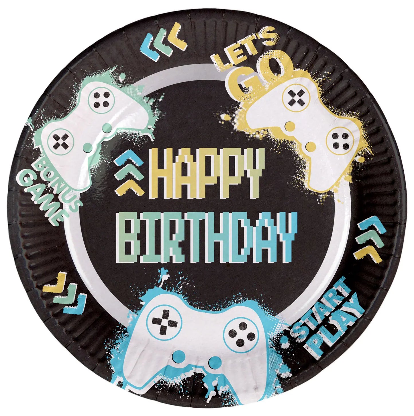 Level Up Gaming Party Paper Plates 23cm - 8 Pieces