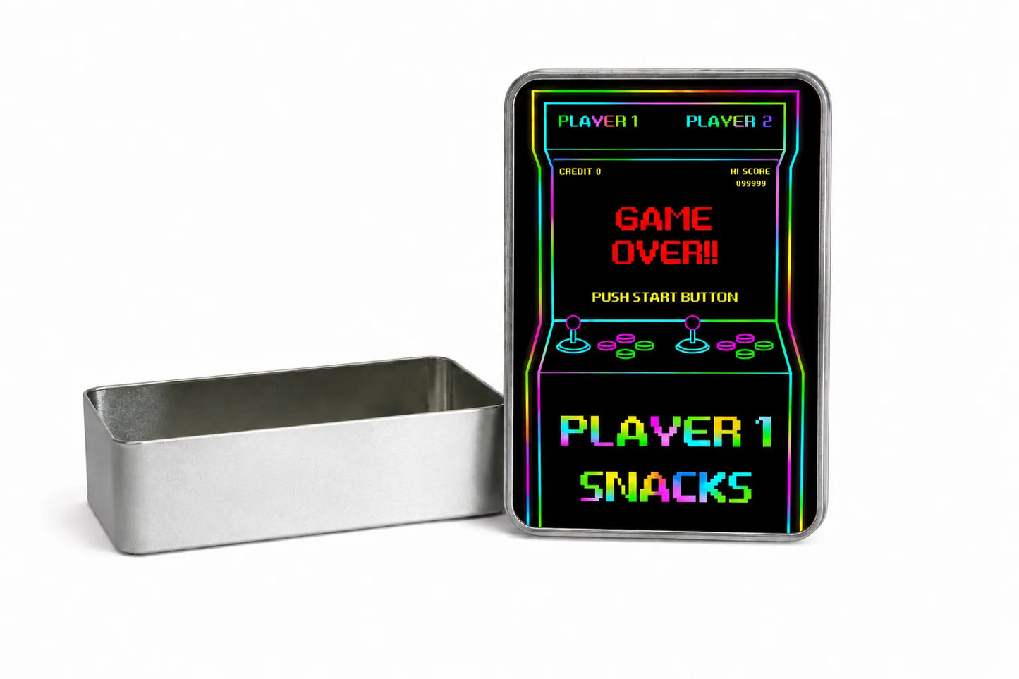 Retro Arcade Storage Tin Player 1 Snacks, Gamer Gift