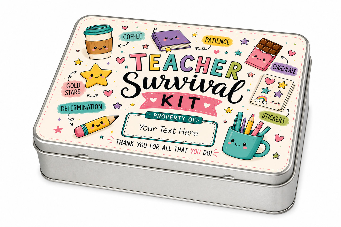 Personalised Teacher Survival Kit Gift Tin