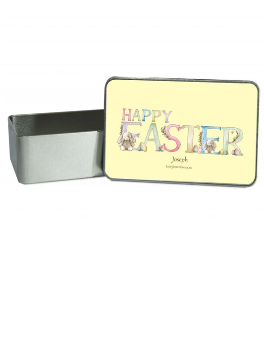 Personalised Happy Easter Bunny Rabbit Gift Tin