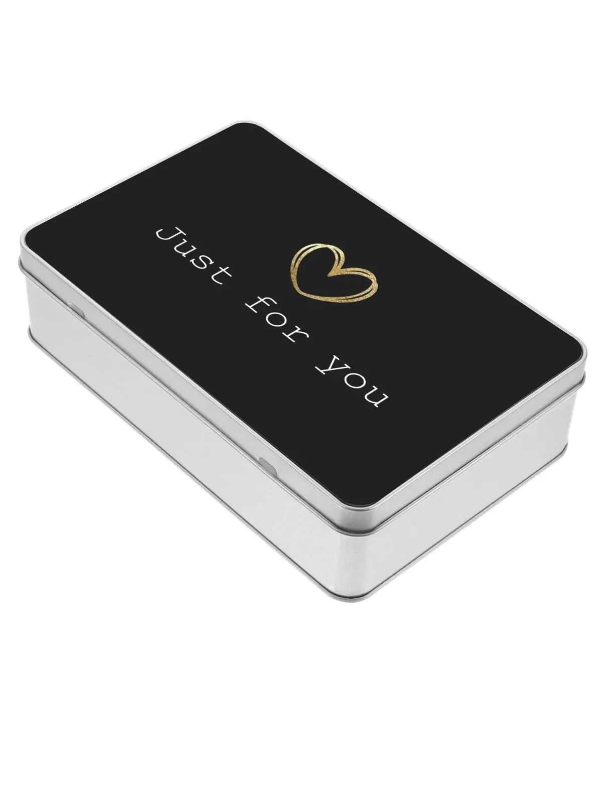 Just for you with Gold Heart Black Gift Tin