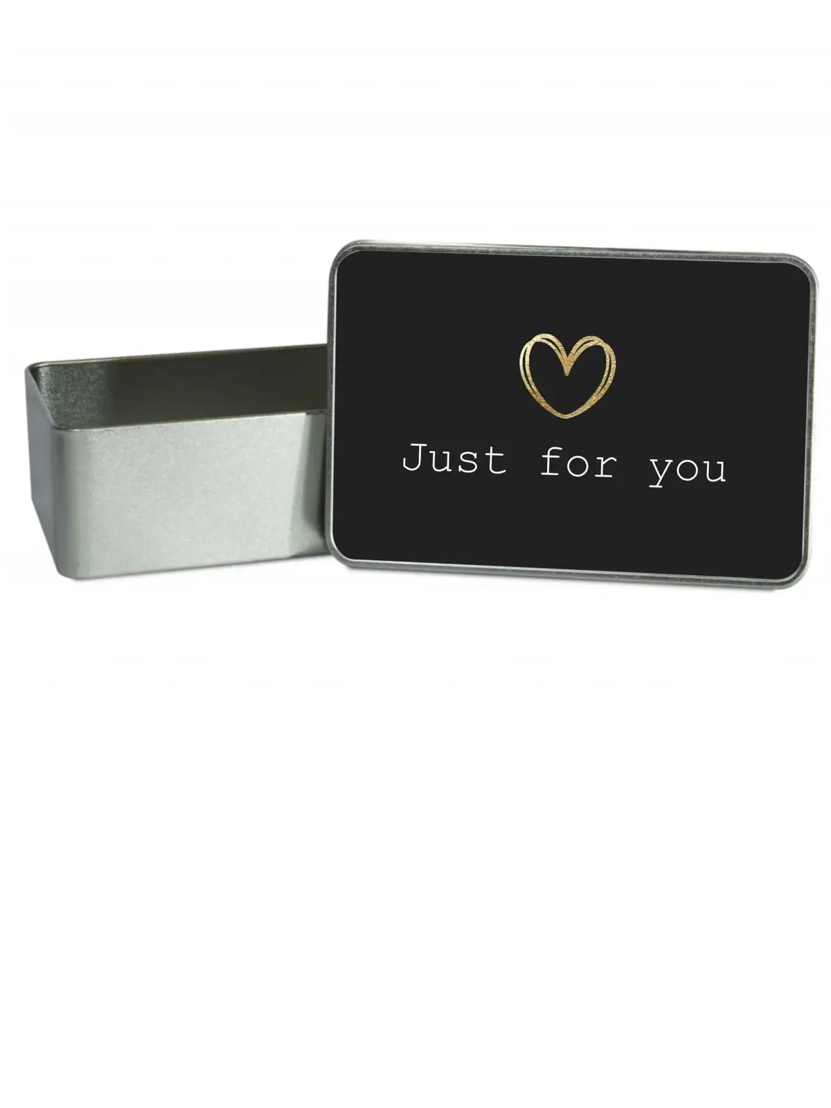 Just for you with Gold Heart Black Gift Tin