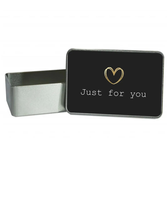 Just for you with Gold Heart Black Gift Tin