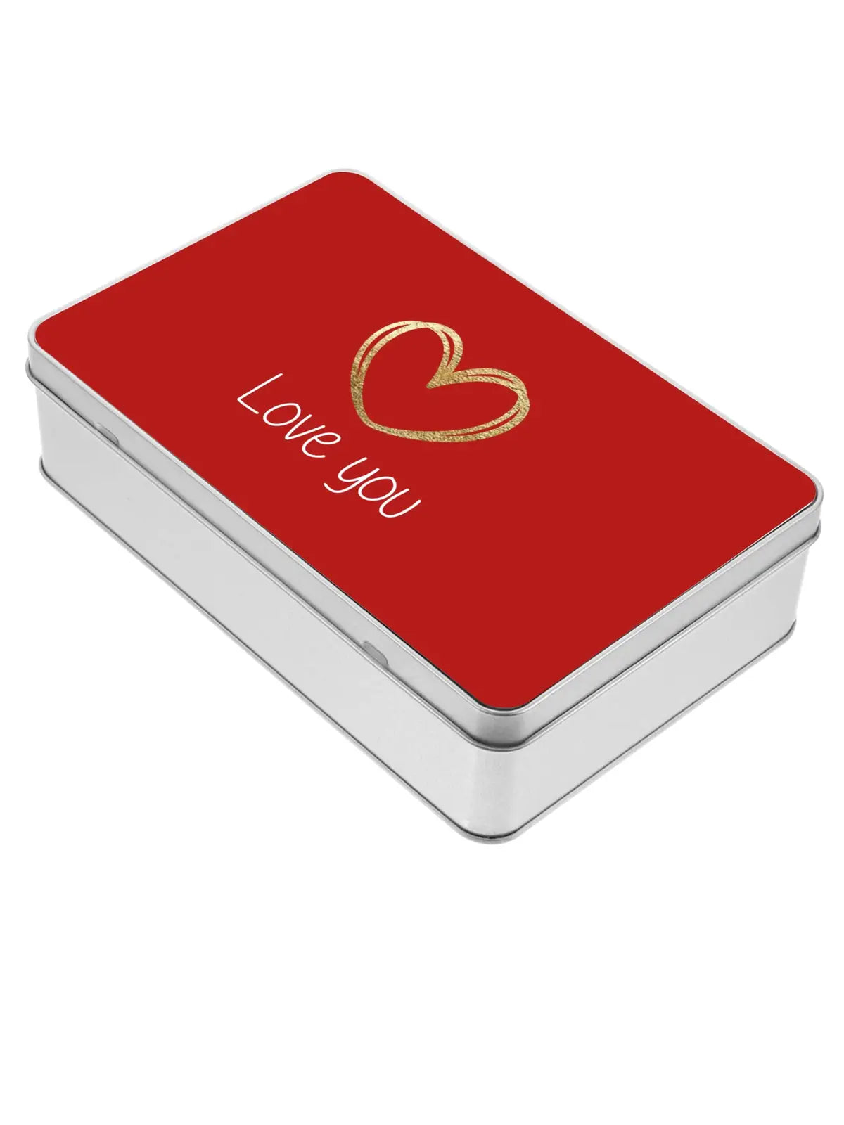 Love You with Gold Heart Red Gift Tin