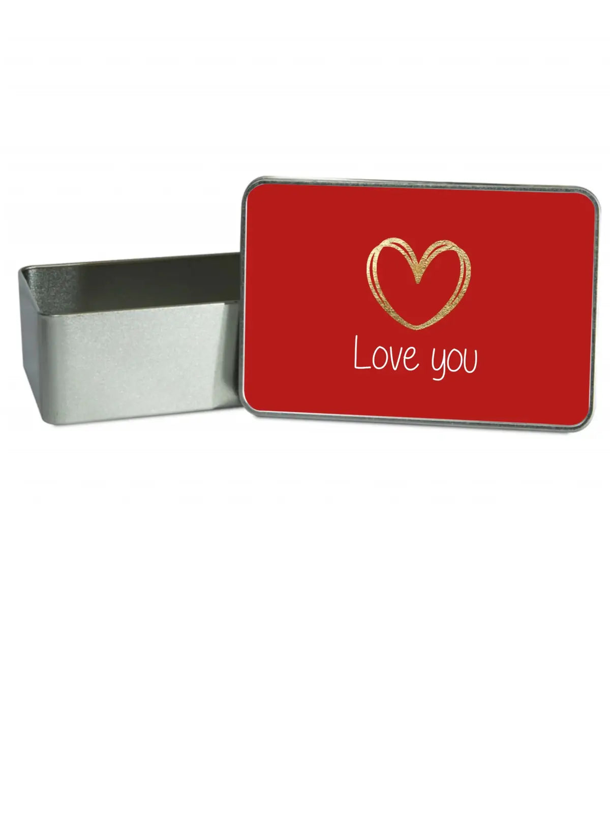 Love You with Gold Heart Red Gift Tin