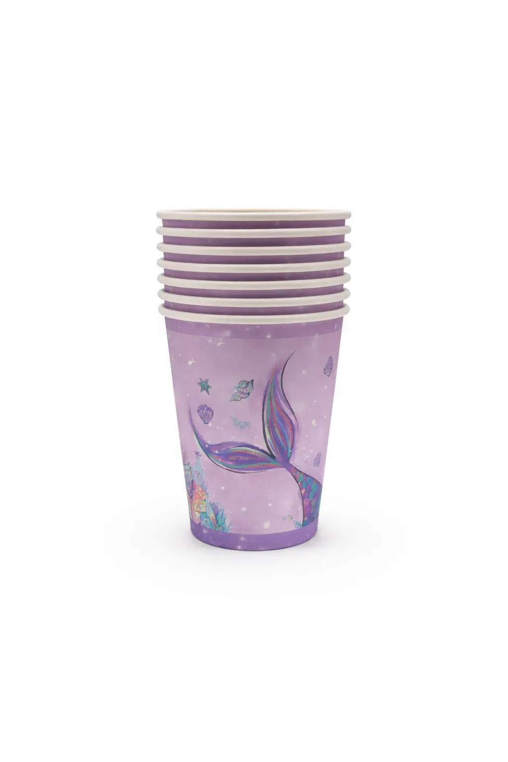 Mermaid Party Supplies Pack with Paper Plates, Cups, Napkins, Table Cloth for 8 Guests
