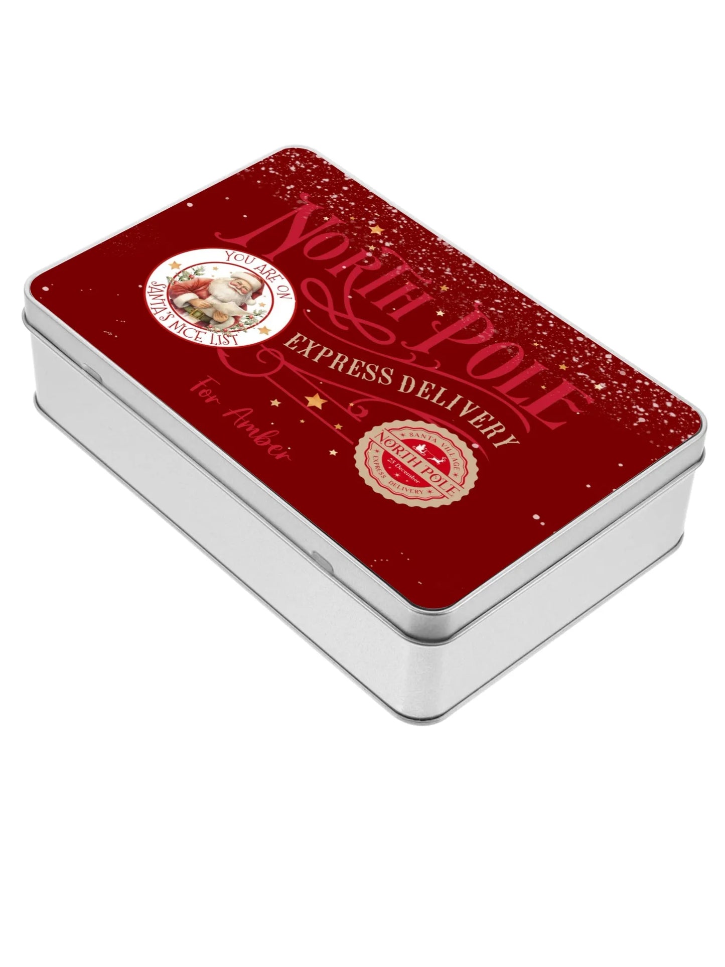 Personalised North Pole Express Delivery Train Christmas Gift Tin