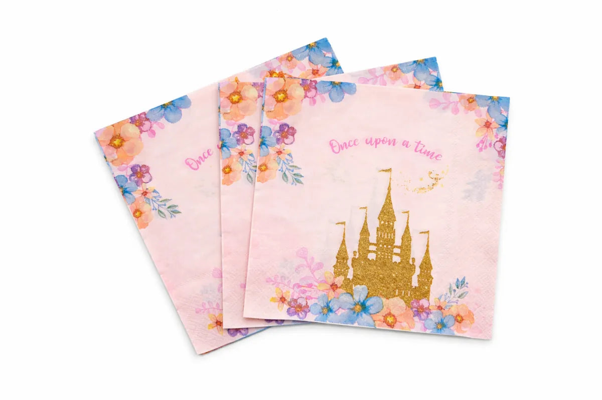 Princess Party Supplies Pack with Paper Plates, Cups, Napkins, Banner, Table Cloth for 10 Guests
